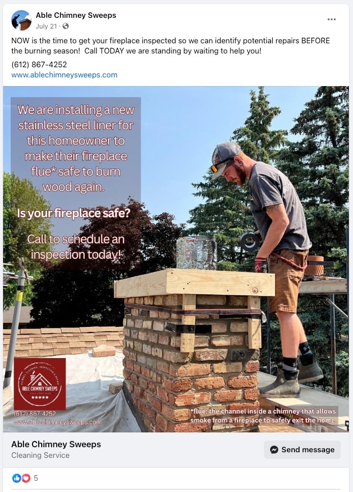 image of Able Chimney Facebook Ad